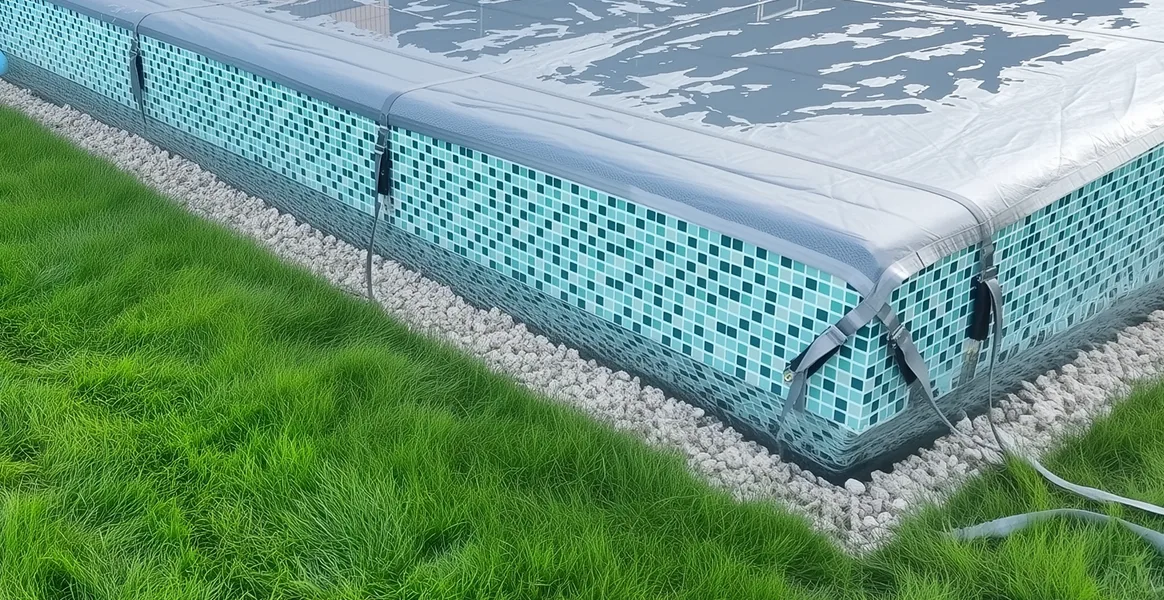 Покрывало для бассейна под снегом — защита зимой в Камышине